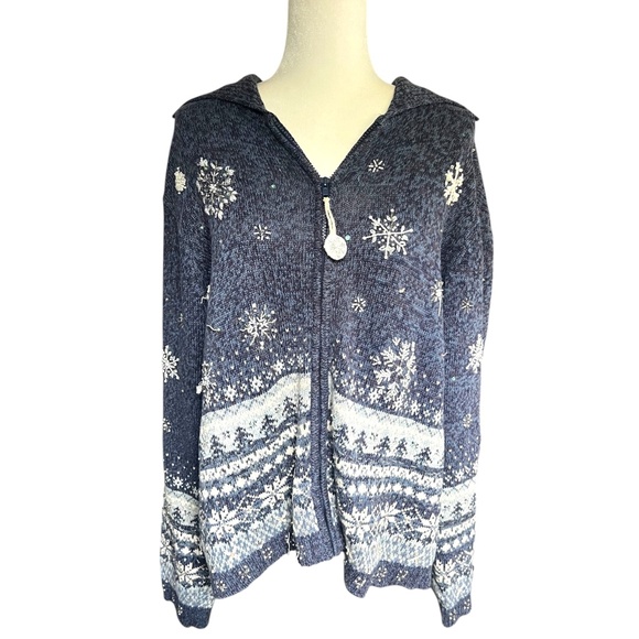 Vintage (Y2K) Lee Overside Winter Holiday Sweater XL Cotton-Blend Snowflake - Picture 1 of 5